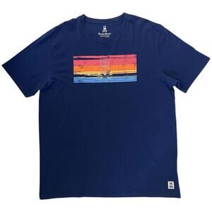 Psycho Bunny T-Shirt Skull Logo Rainbow Stripe Pima Cotton Blue Men's Size 8 XXL